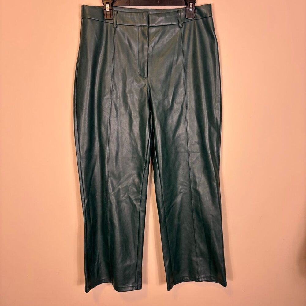Avec Fes Filies Green‎ Faux Leather Wide Leg Pants Size XL